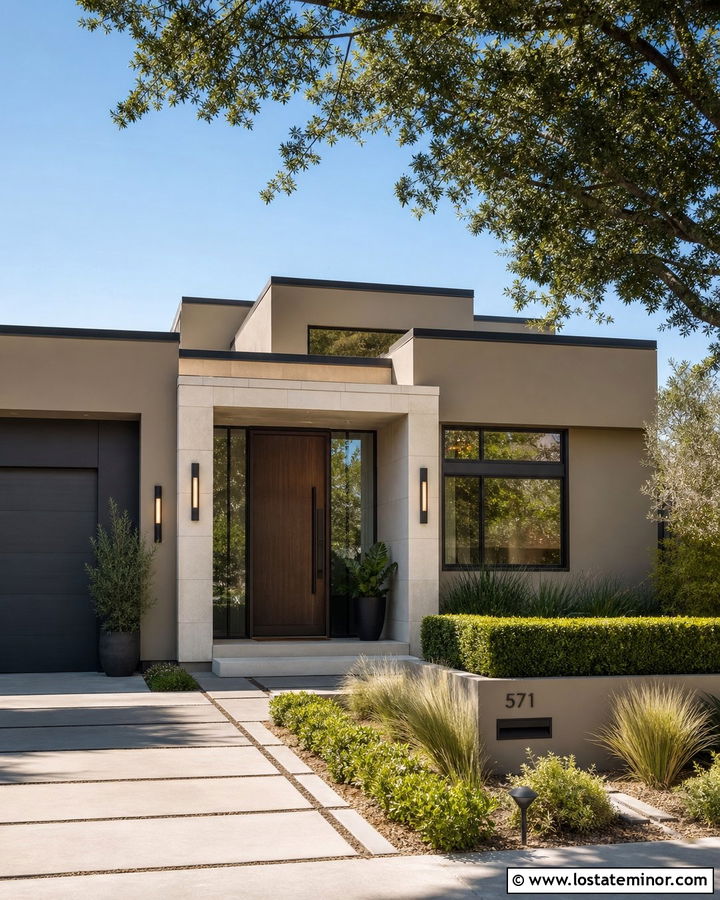 Tan Contemporary House With Black Metal Screen Door - 30 Tan House Design With Screen Door Ideas