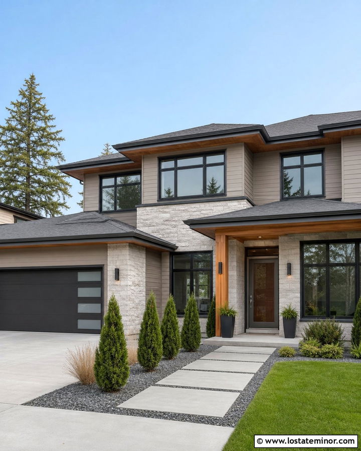 Tan Contemporary House With Gray Storm Door - 30 Tan House Design With Storm Door Ideas