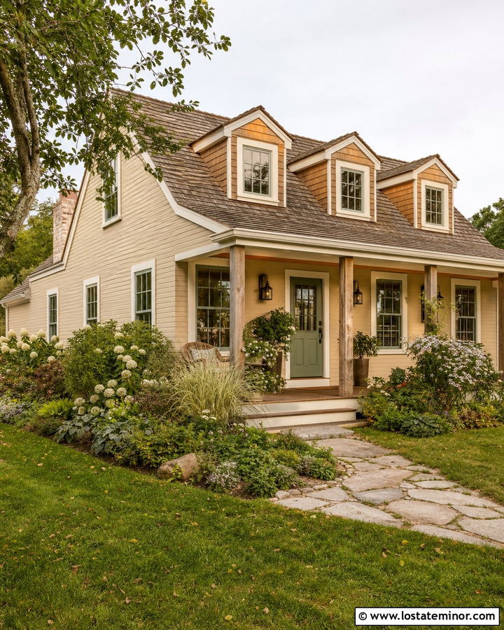 Tan Cottage House With Cedar Dormers - 30 Tan House Design With Dormers Ideas