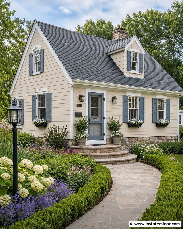 Tan Cottage With Blue Screen Door - 30 Tan House Design With Screen Door Ideas