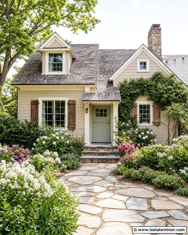 Tan Cottage With Sage Green Dutch Door - 30 Tan House Design With Dutch Door Ideas