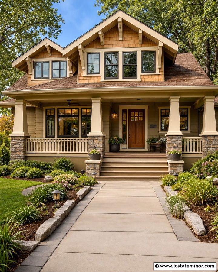 Tan Craftsman House With Cedar Shakes - 30 Tan House Design With Cedar Shake Ideas