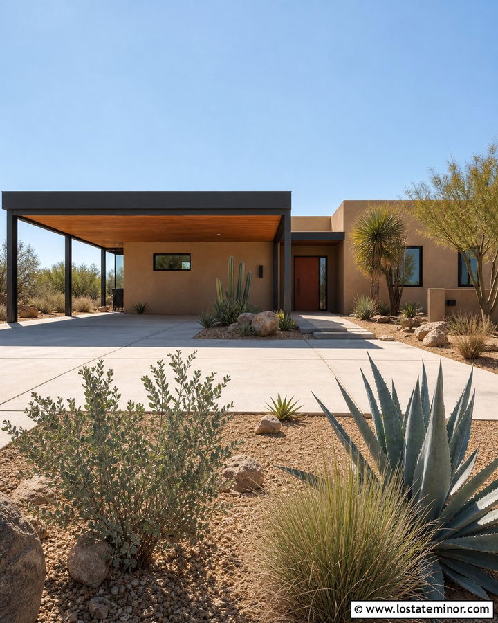 Tan Desert House With Carport - 30 Tan House Design With Carport Ideas