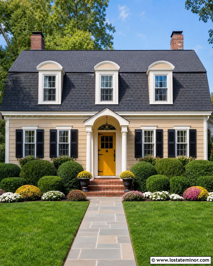 Tan Dutch Colonial With Yellow Dutch Door - 30 Tan House Design With Dutch Door Ideas