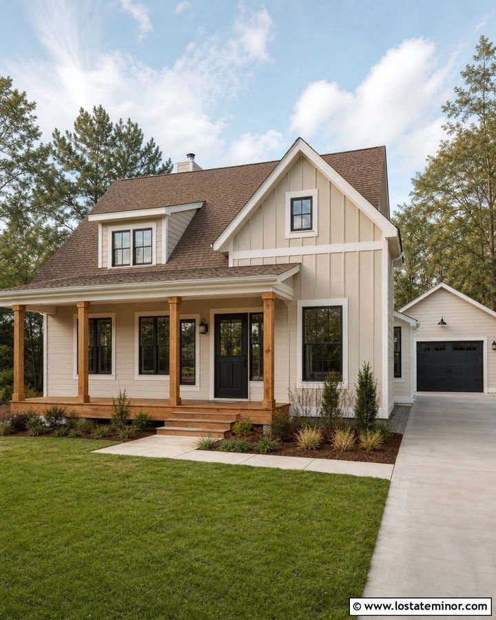 Tan Farmhouse With Black Dutch Door - 30 Tan House Design With Dutch Door Ideas