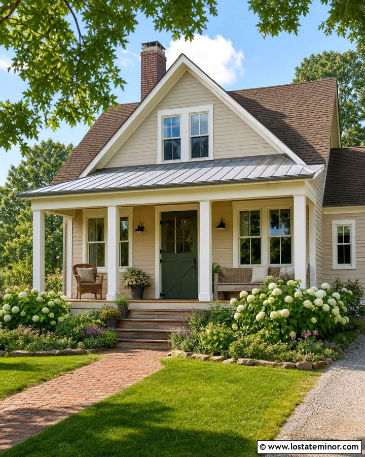 Tan Farmhouse With Green Dutch Door - 30 Tan House Design With Dutch Door Ideas