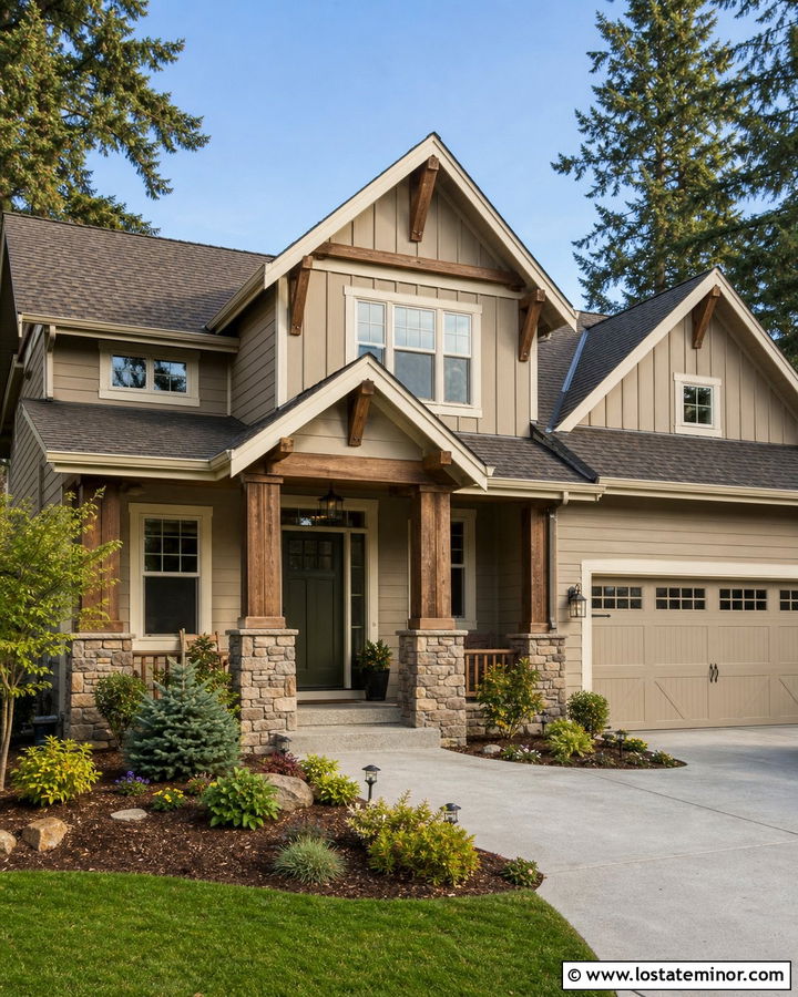 Tan Fiber Cement Siding Craftsman - 30 Tan House Design With Siding Ideas