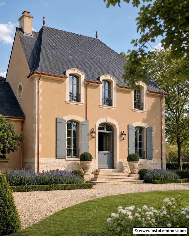 Tan French Country House With Blue Dutch Door - 30 Tan House Design With Dutch Door Ideas