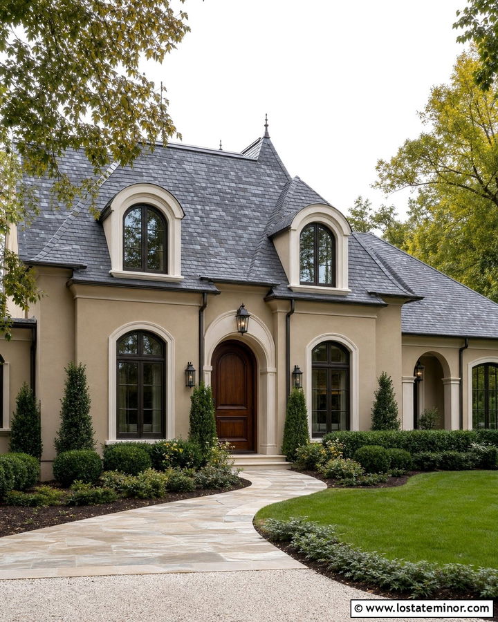 Tan House With Arched Dormer Windows - 30 Tan House Design With Dormers Ideas