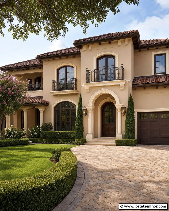 Tan House With Balcony And Porch Railings - 30 Tan House Design With Railings Ideas