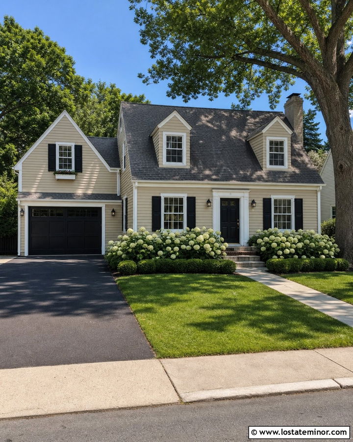 Tan House With Black Asphalt Driveway - 30 Tan House Design With Driveway Ideas
