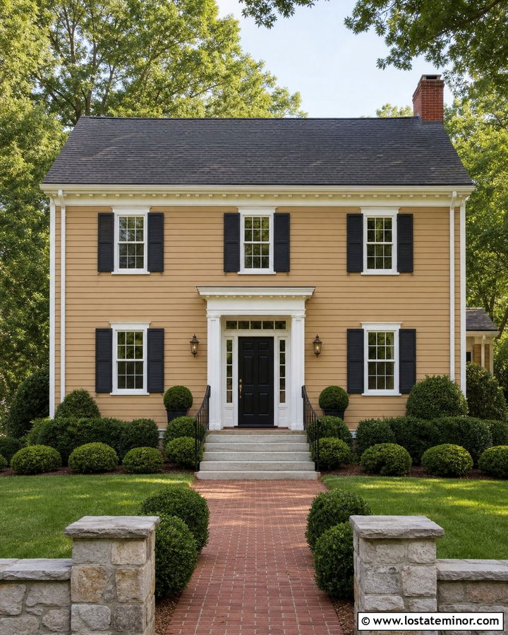 Tan House With Black Entry Door - 30 Tan House Design With Entry Door Ideas