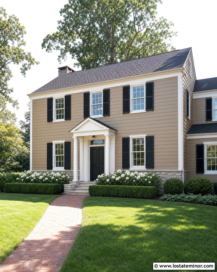 Tan House With Black Front Door - 30 Tan House Design With Front Door Ideas