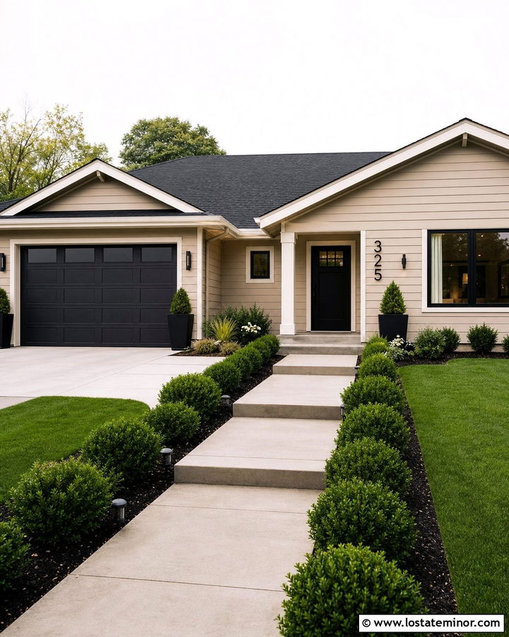Tan House With Black Metal Numbers - 30 Tan House Design With House Numbers Ideas
