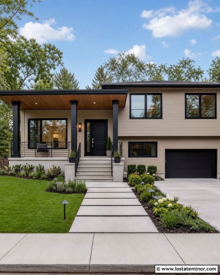 Tan House With Black Porch Columns - 30 Tan House Design With Porch Columns Ideas