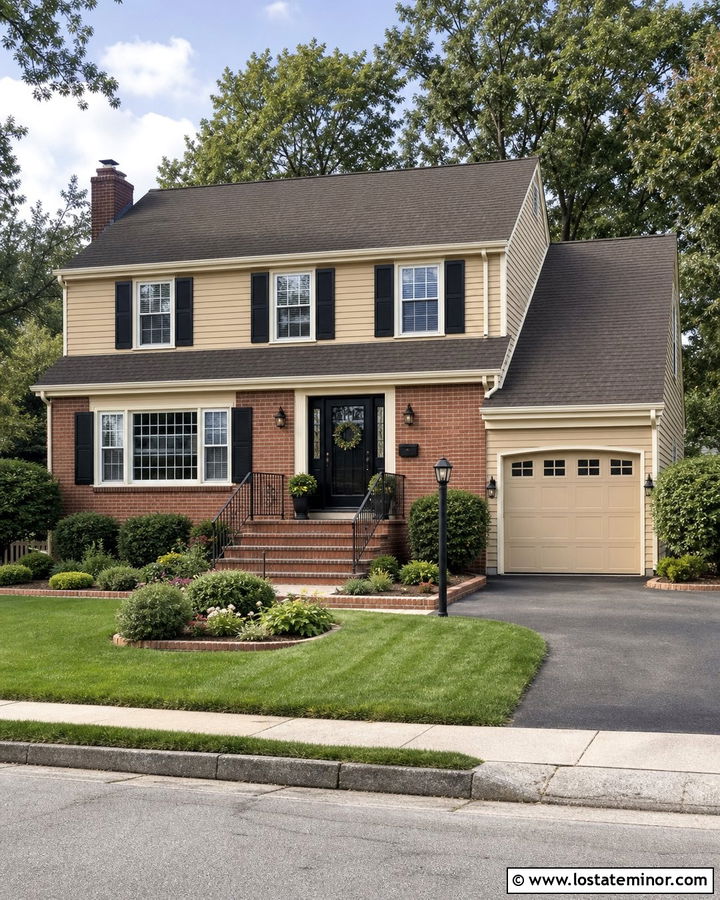 Tan House With Black Storm Door And Red Brick - 30 Tan House Design With Storm Door Ideas