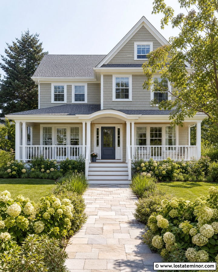 Tan House With Blue Gray Front Door - 30 Tan House Design With Front Door Ideas