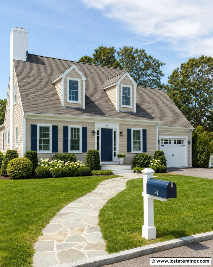 Tan House With Blue Mailbox - 30 Tan House Design With Mailbox Ideas