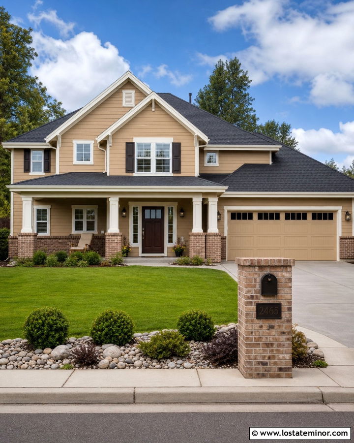 Tan House With Brick Mailbox - 30 Tan House Design With Mailbox Ideas