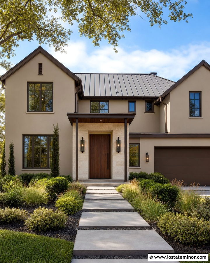 Tan House With Bronze Trim - 30 Tan House Design With Trim Ideas