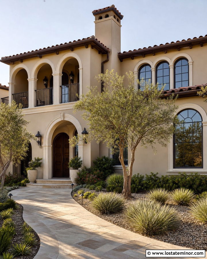 Tan House With Bronze Window Frames - 30 Tan House Design With Window Frames Ideas