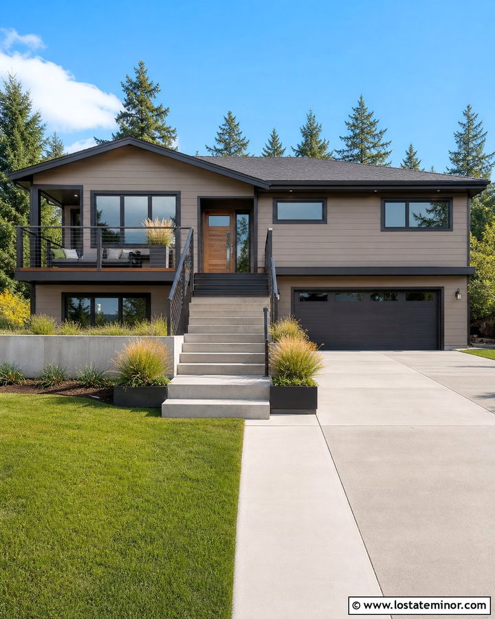 Tan House With Cable Deck Railings - 30 Tan House Design With Railings Ideas