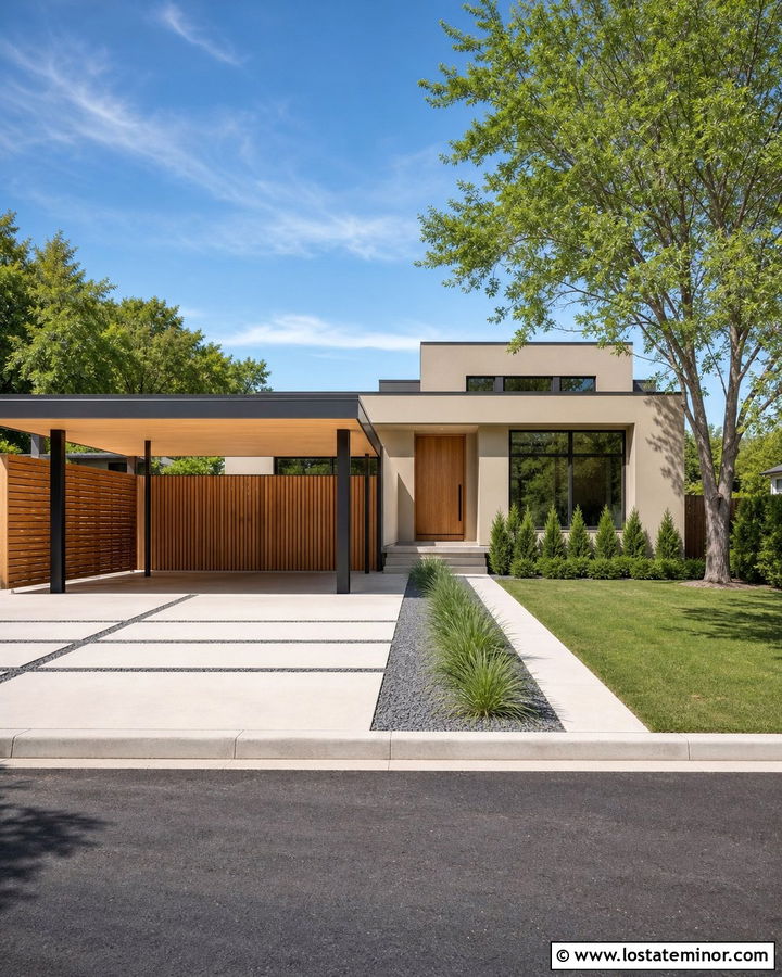 Tan House With Carport Screen Wall - 30 Tan House Design With Carport Ideas