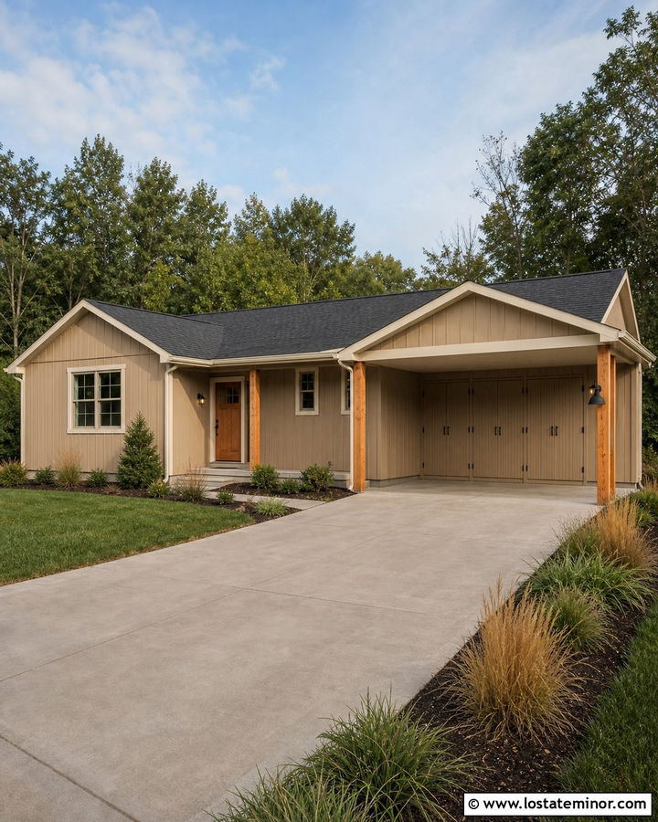 Tan House With Carport Storage - 30 Tan House Design With Carport Ideas