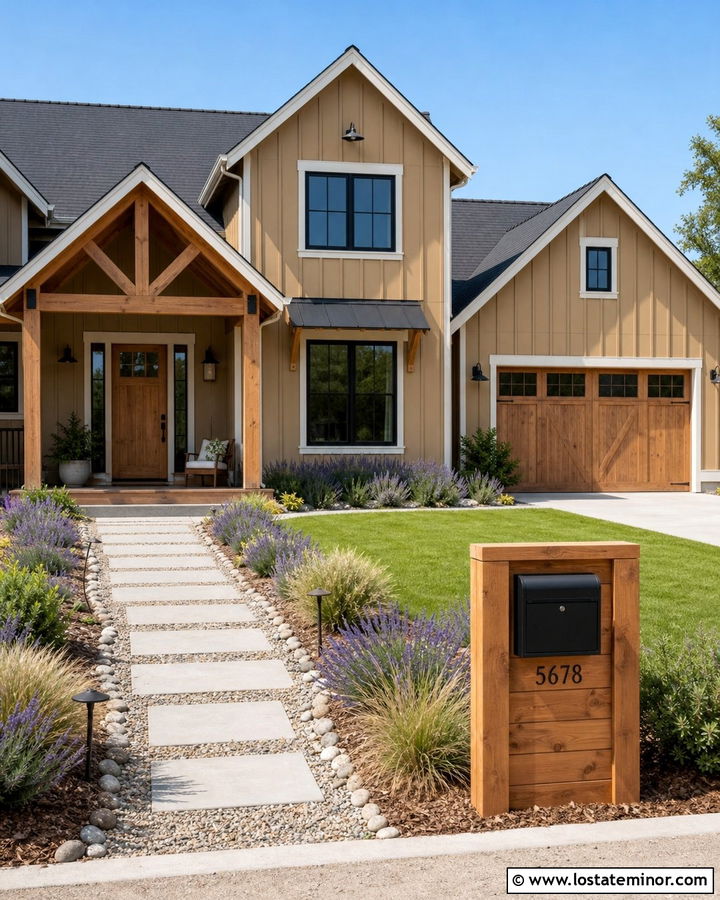 Tan House With Cedar Mailbox - 30 Tan House Design With Mailbox Ideas