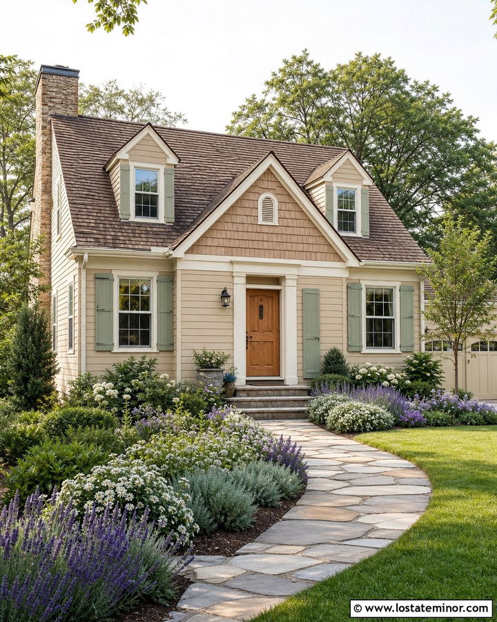 Tan House With Cedar Shakes And Sage Shutters - 30 Tan House Design With Cedar Shake Ideas