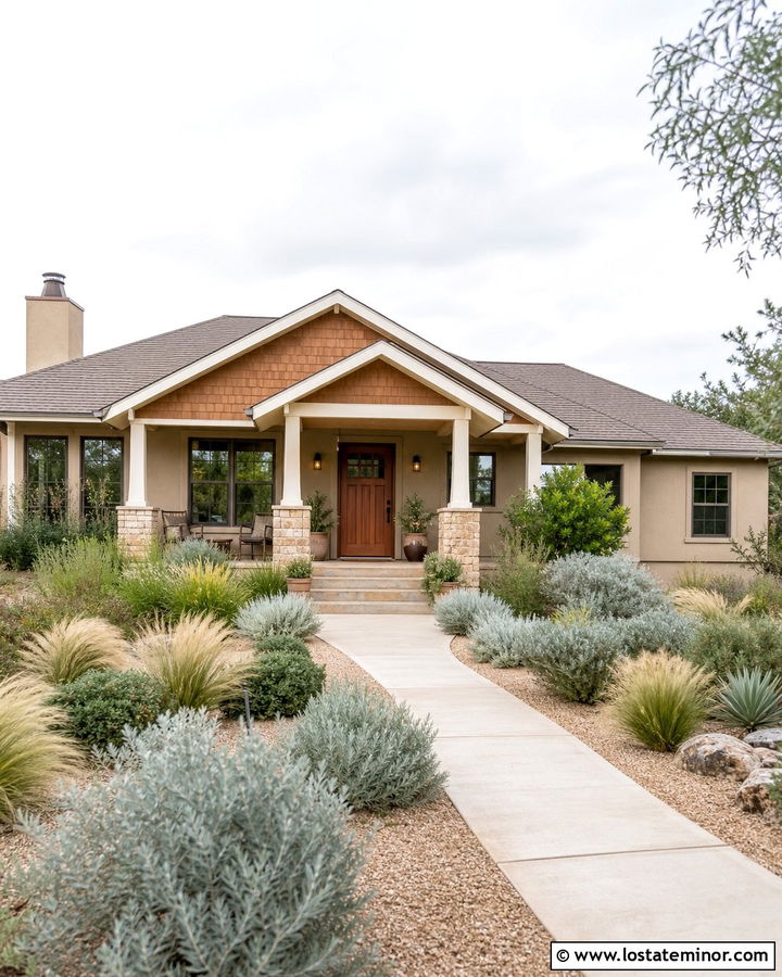 Tan House With Cedar Shakes And Terracotta Door - 30 Tan House Design With Cedar Shake Ideas
