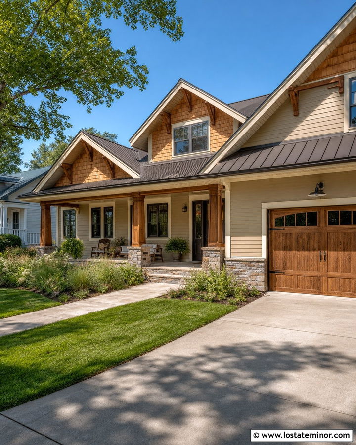 Tan House With Cedar Wood Accents - 30 Tan House Design With Accents Ideas