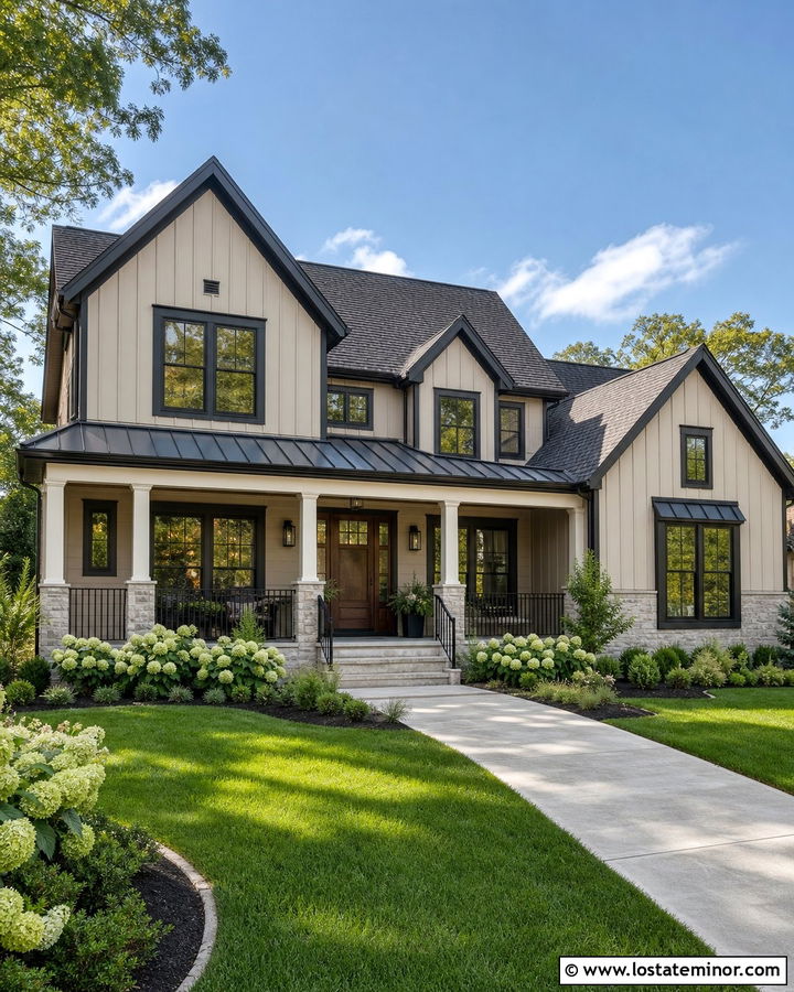 Tan House With Charcoal Trim - 30 Tan House Design With Trim Ideas
