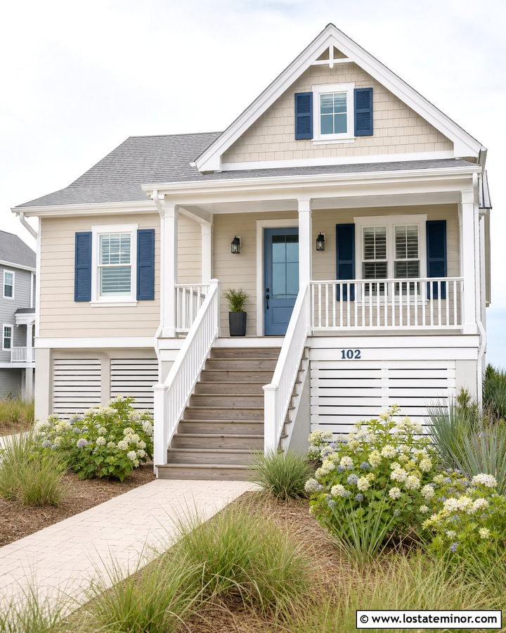 Tan House With Coastal House Numbers - 30 Tan House Design With House Numbers Ideas