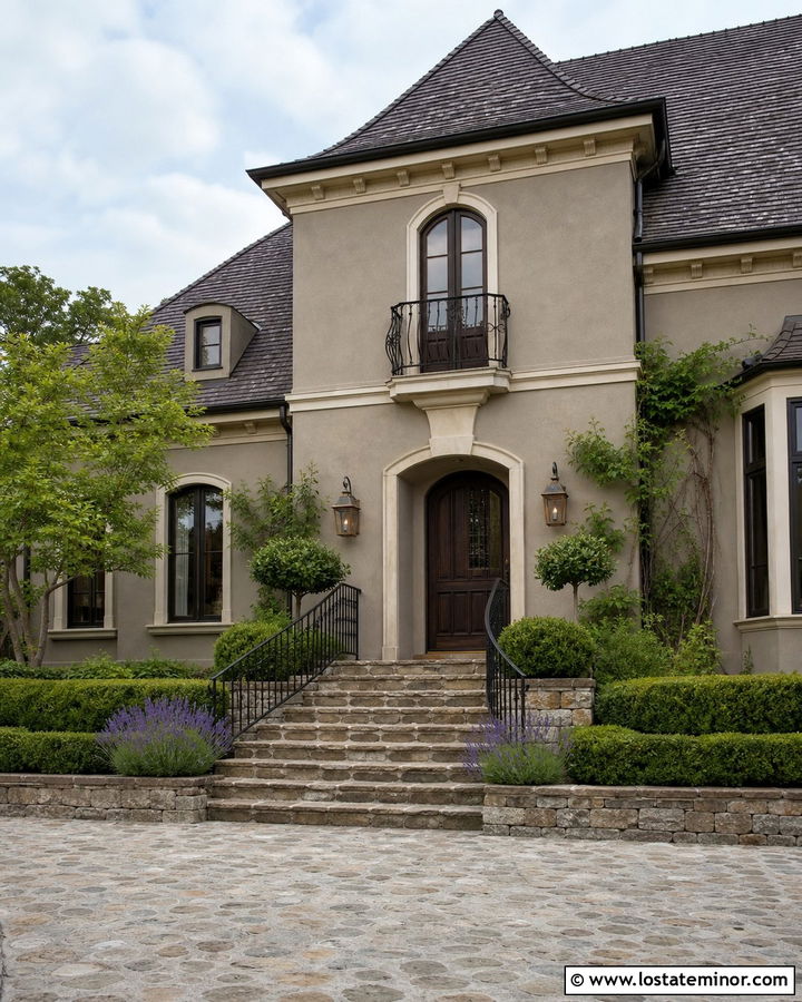 Tan House With Cobblestone Steps - 30 Tan House Design With Steps Ideas