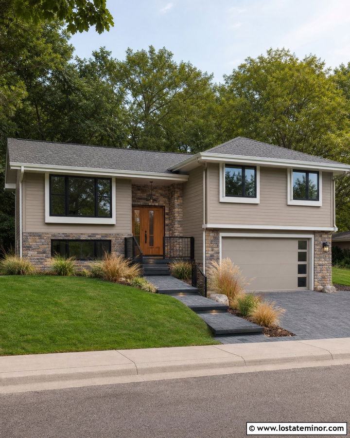 Tan House With Cool Gray Shingle Roof - 30 Tan House Design With Roof Ideas