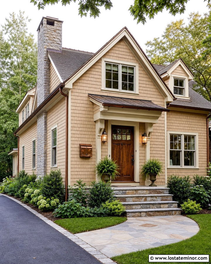Tan House With Copper Mailbox - 30 Tan House Design With Mailbox Ideas