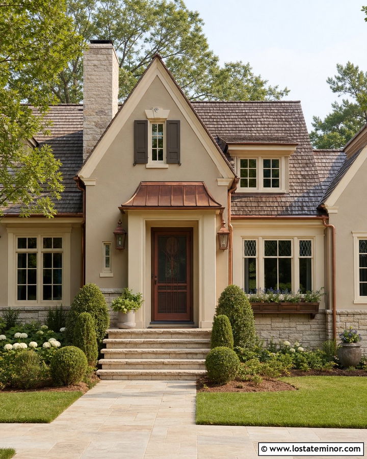 Tan House With Copper Screen Door - 30 Tan House Design With Screen Door Ideas