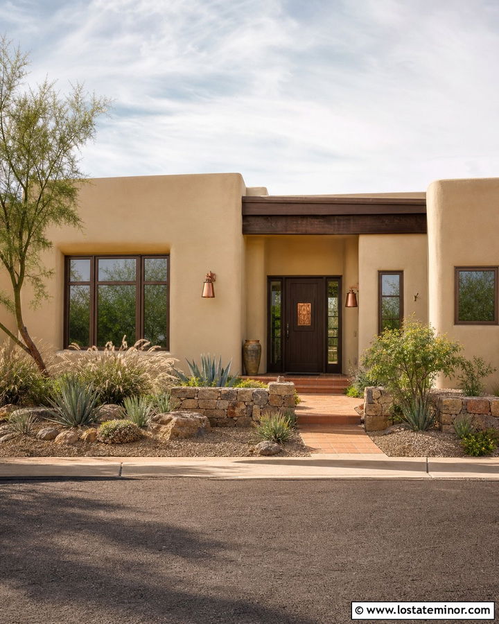 Tan House With Copper Window Frames - 30 Tan House Design With Window Frames Ideas