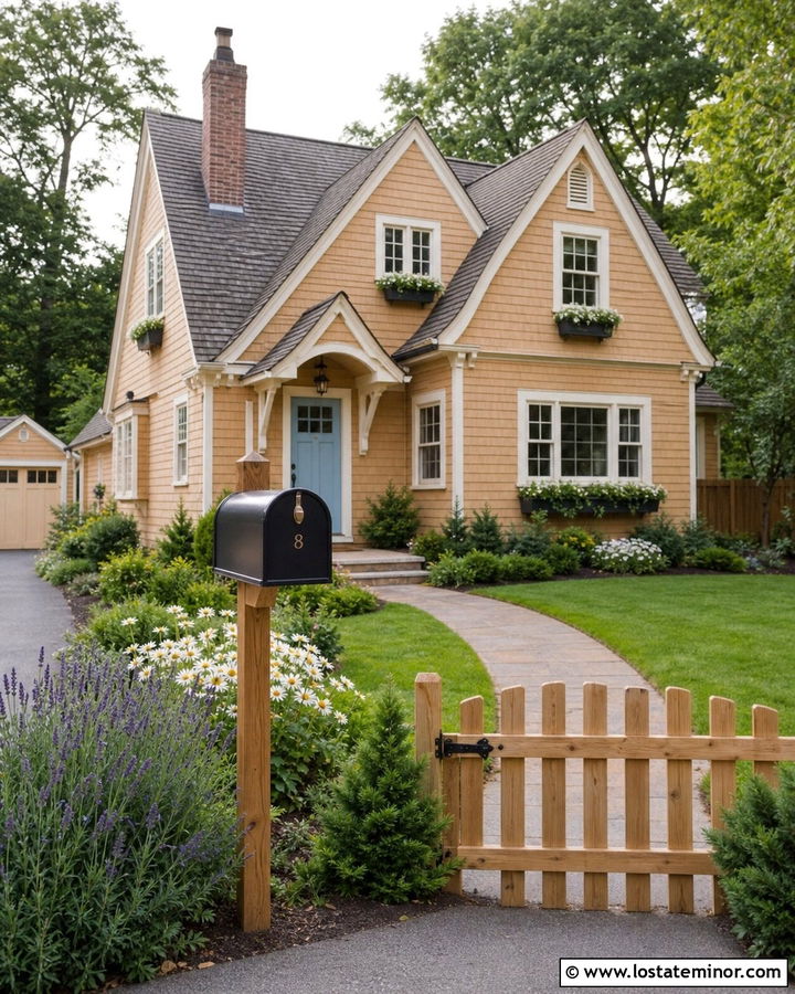 Tan House With Cottage Mailbox - 30 Tan House Design With Mailbox Ideas