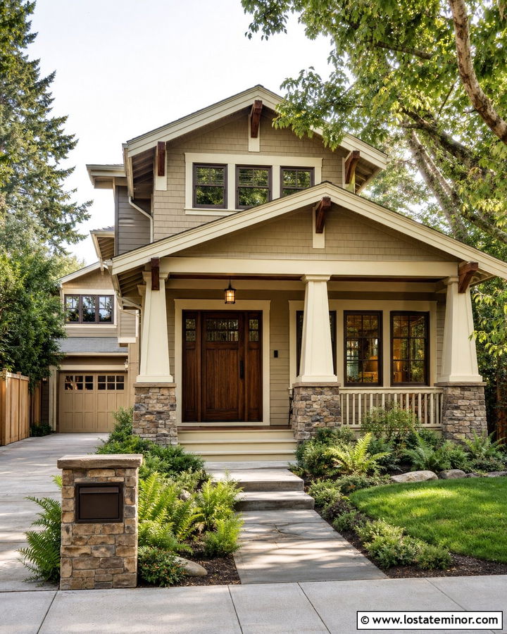 Tan House With Craftsman Mailbox - 30 Tan House Design With Mailbox Ideas