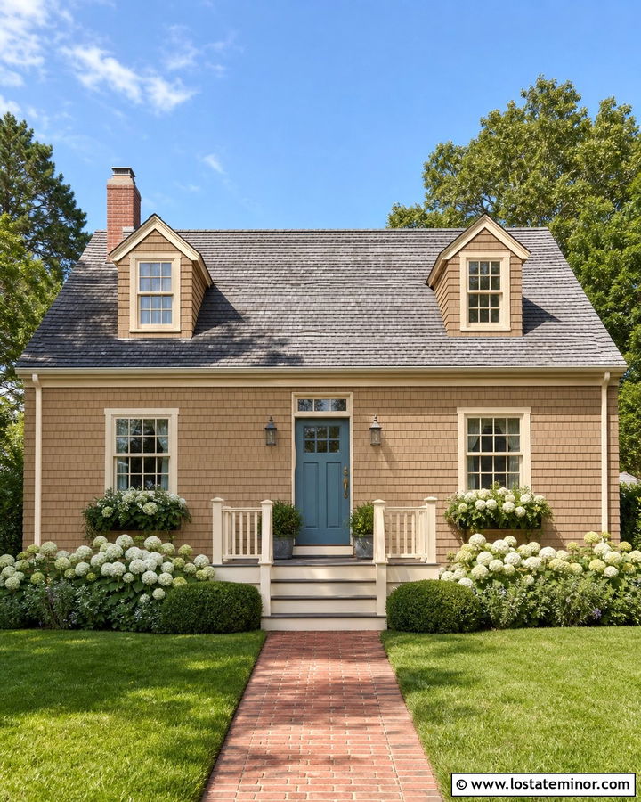 Tan House With Cream Window Frames - 30 Tan House Design With Window Frames Ideas