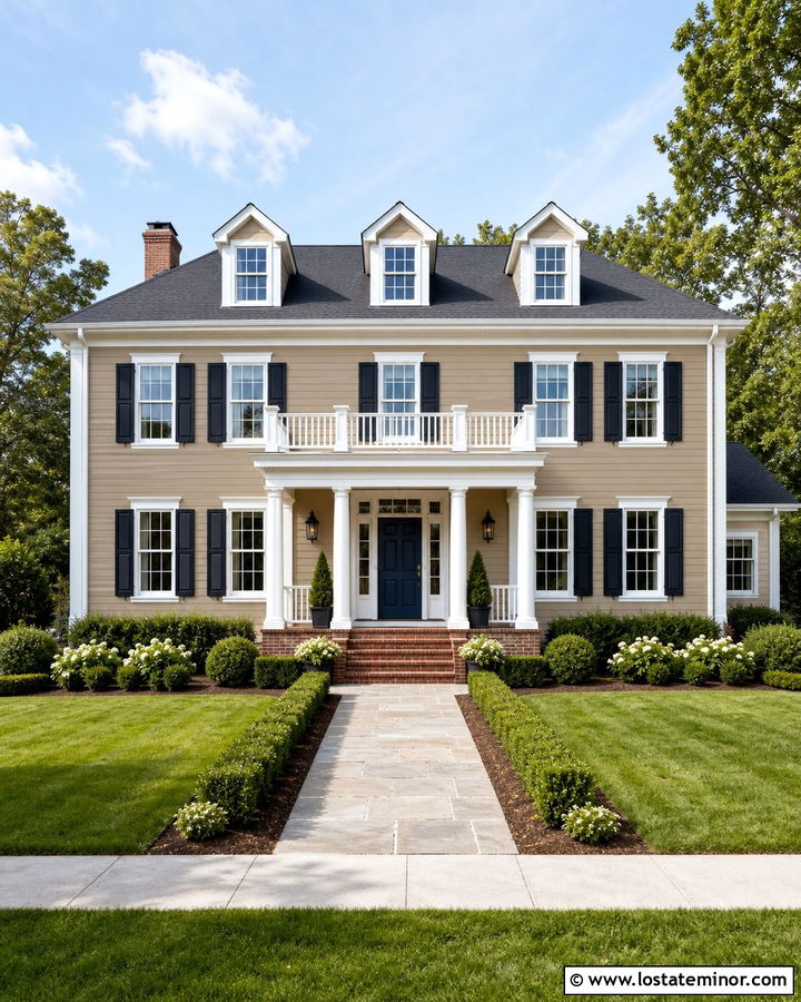 Tan House With Crisp White Trim - 30 Tan House Design With Trim Ideas