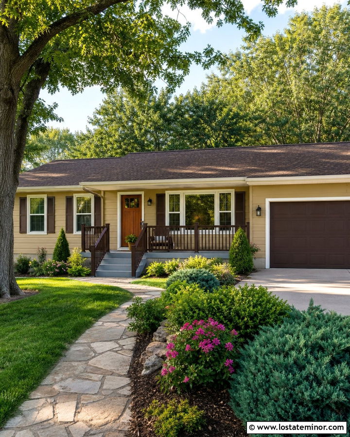 Tan House With Dark Brown Railings - 30 Tan House Design With Railings Ideas
