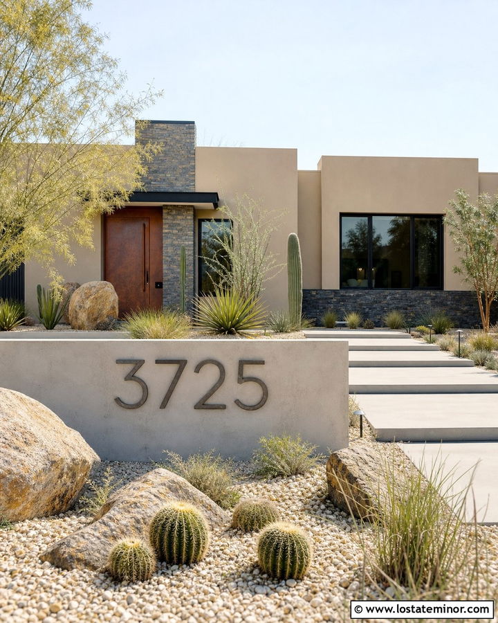 Tan House With Desert House Numbers - 30 Tan House Design With House Numbers Ideas