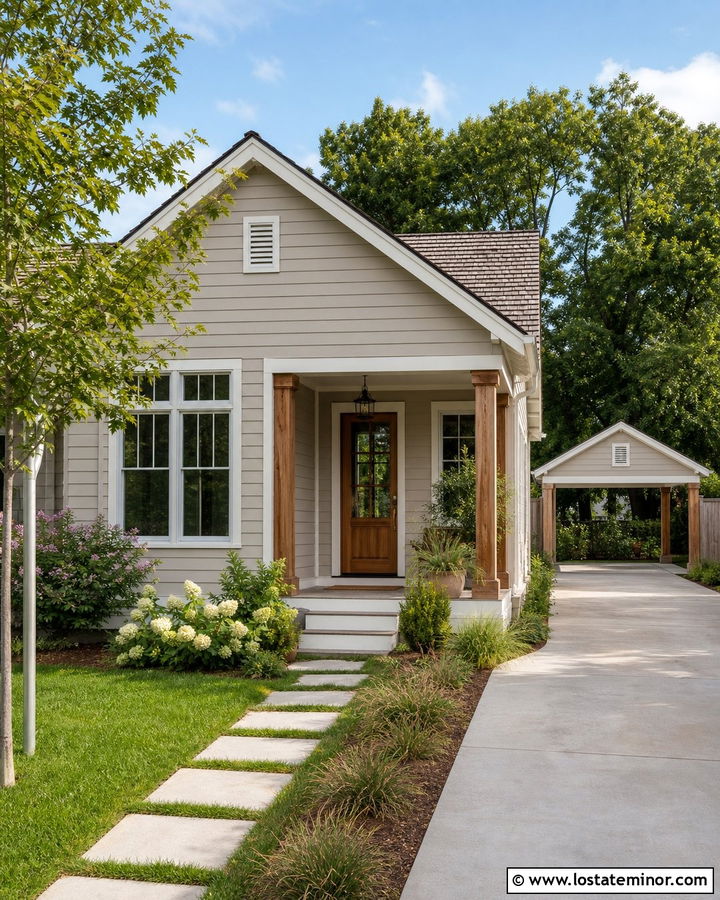 Tan House With Detached Carport - 30 Tan House Design With Carport Ideas