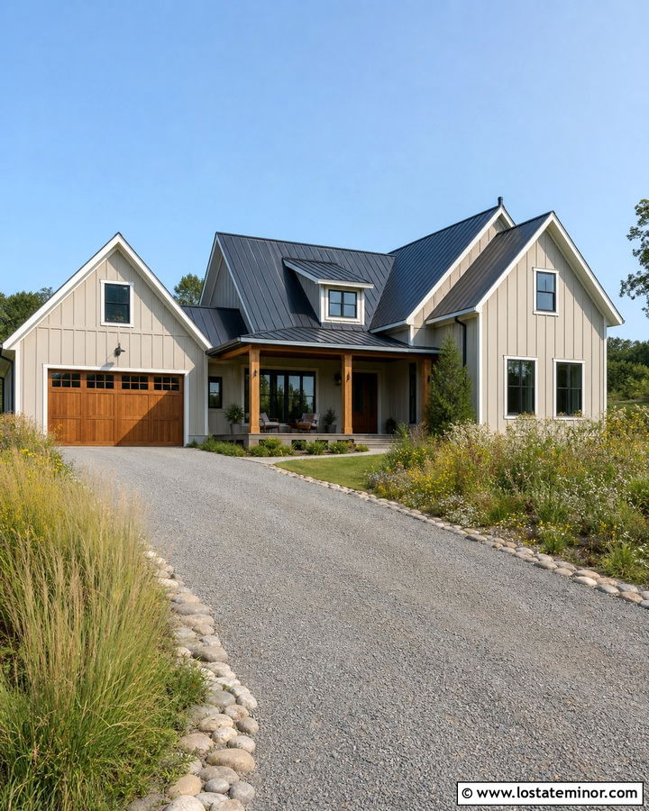 Tan House With Gravel Driveway - 30 Tan House Design With Driveway Ideas
