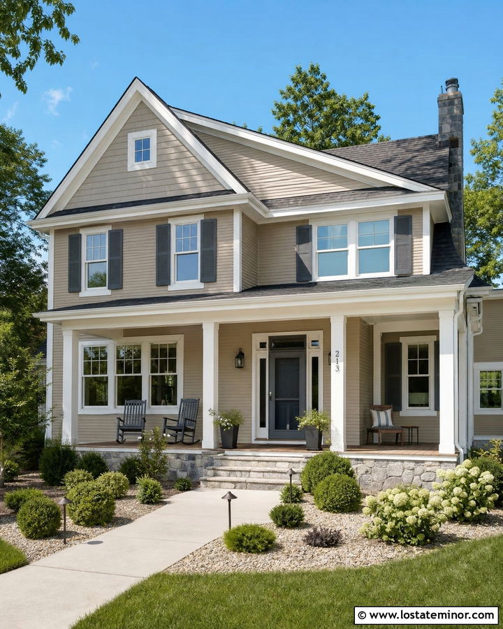 Tan House With Gray Screen Door - 30 Tan House Design With Screen Door Ideas