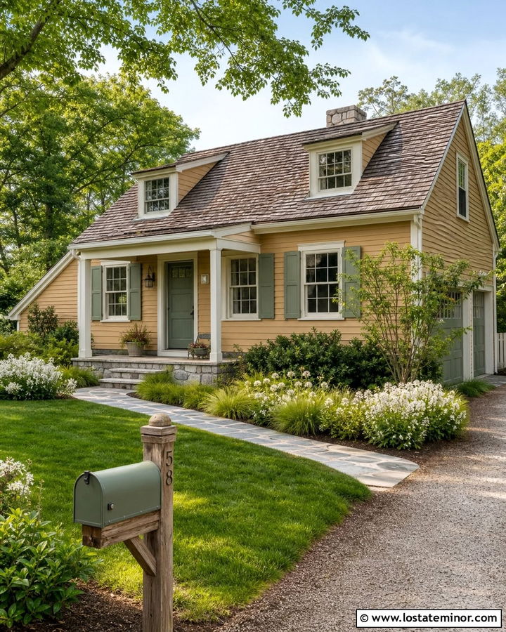 Tan House With Green Mailbox - 30 Tan House Design With Mailbox Ideas