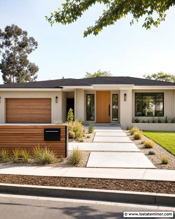 Tan House With Horizontal Wood Mailbox - 30 Tan House Design With Mailbox Ideas